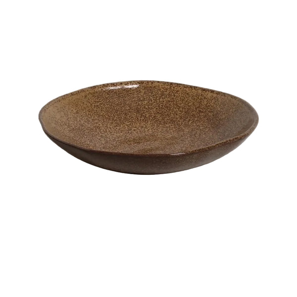 Brown ceramic plate on a white background 