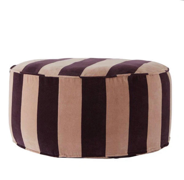Velvet striped pouf