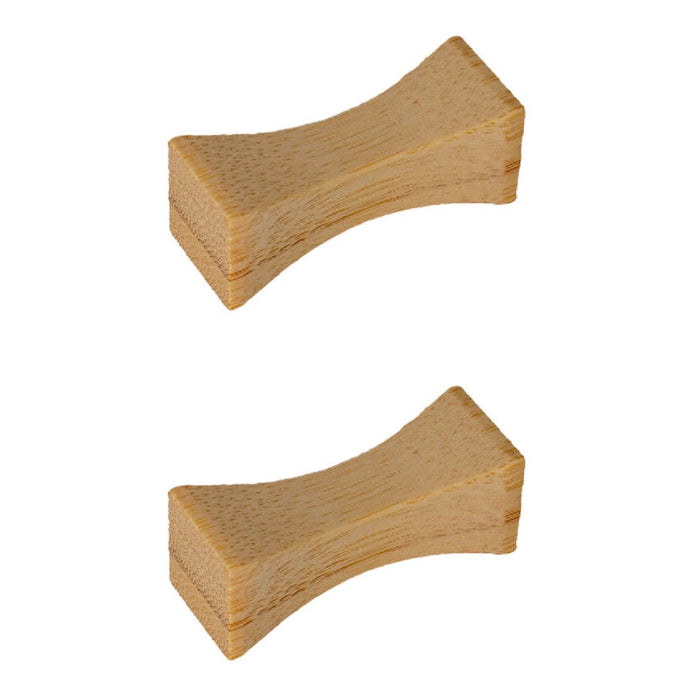 Two wooden wedges on a white background