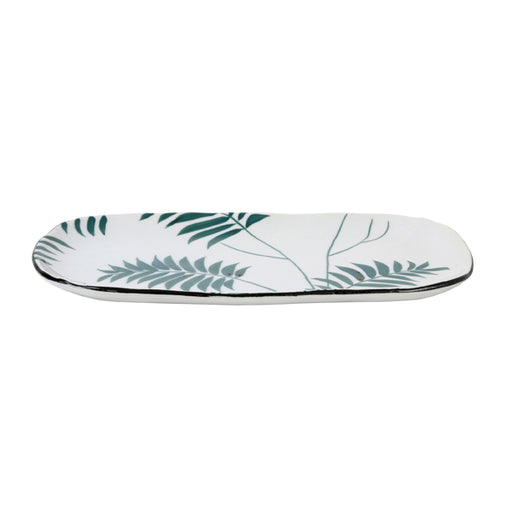handpainted serving plate with leaf pattern