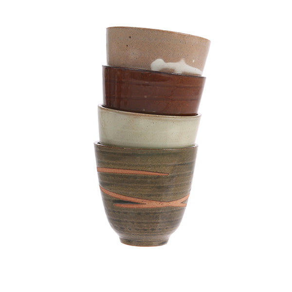 stack of 4 japanese ceramic yunomi cups