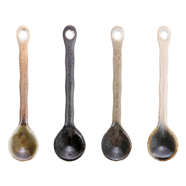 set of 4 ceramic tea spoons