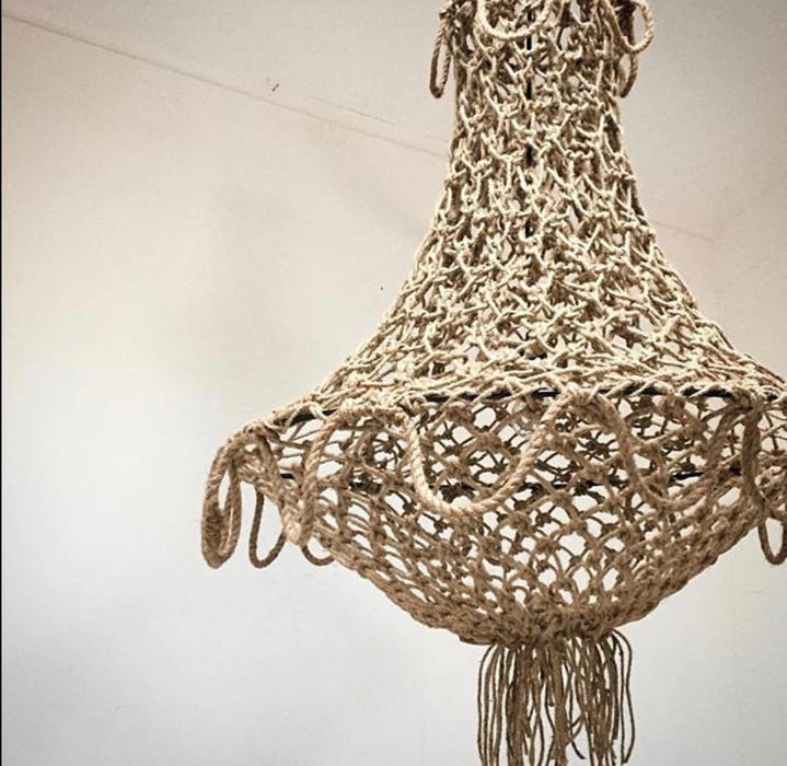 Knotted rope chandelier - natural