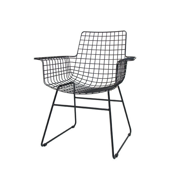 FUR0020 hk living metal wire chair with armrest  in black