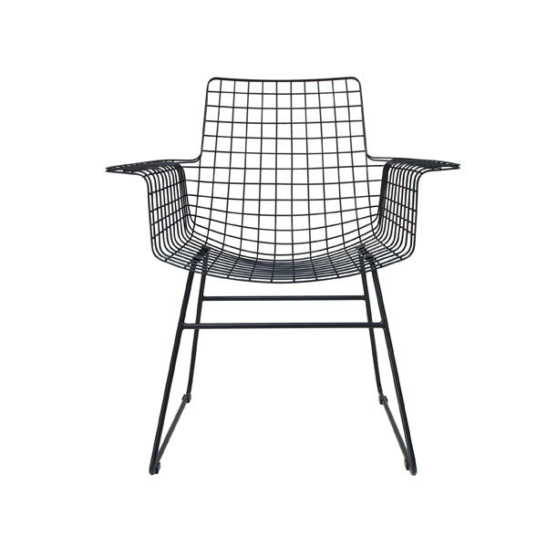 FUR0020 hk living metal wire chair with armrest  in black