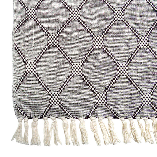 woven throw with diamonds pattern detail