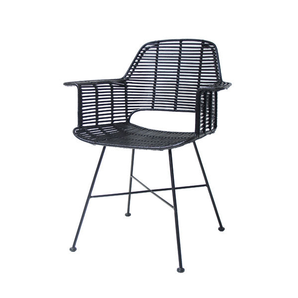 rattan tub chair black from side