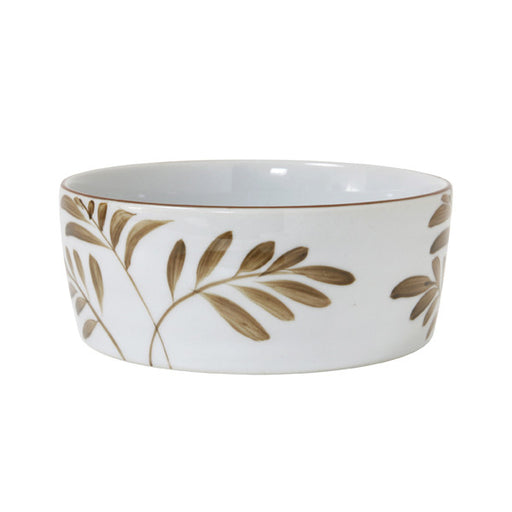 porcelain bowl with jungle leafs in brown gold