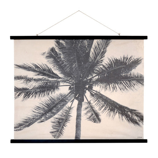 school chart palm printed on cotton black wood
