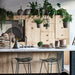 natural kitchen with wooden rack for wooden plates