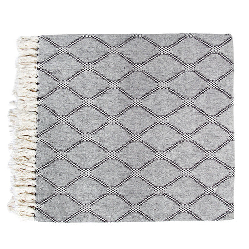 woven throw with diamonds pattern