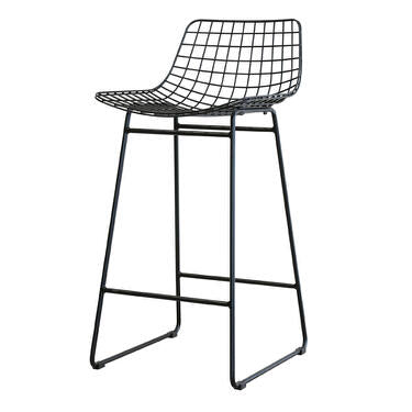 HKliving USA MZM4004 black metal wire bar counter stool MCM style