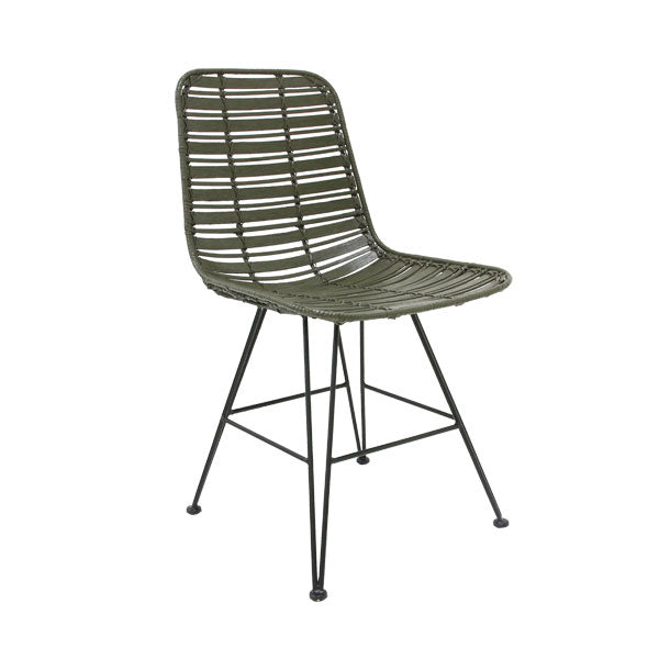 Rattan dining chair green