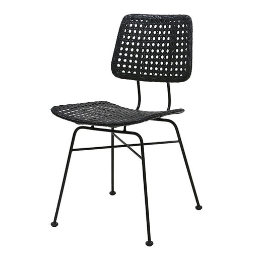 black rattan chair in 80's design
