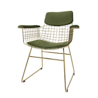 comfort kit velvet green for brass metal wire chair with arm rests