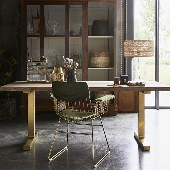 bohemian style office with hk living usa brass metal wire chair and velvet green comfort kit