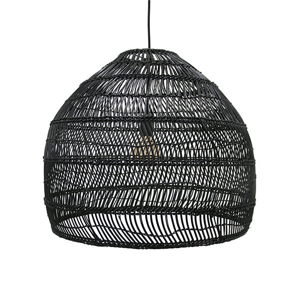 Black wicker hanging lamp - medium