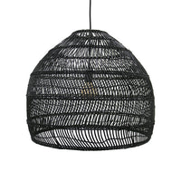 Black wicker hanging lamp - medium