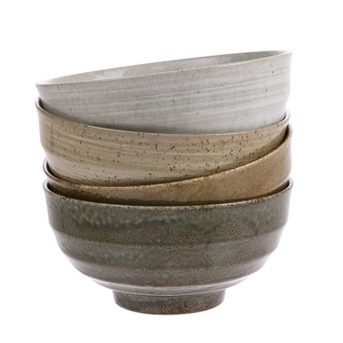 ceramic noodle bowls in earth tones