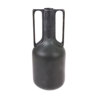 black ceramic vase with handles