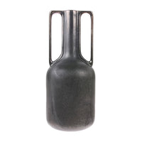 black ceramic vase with handles