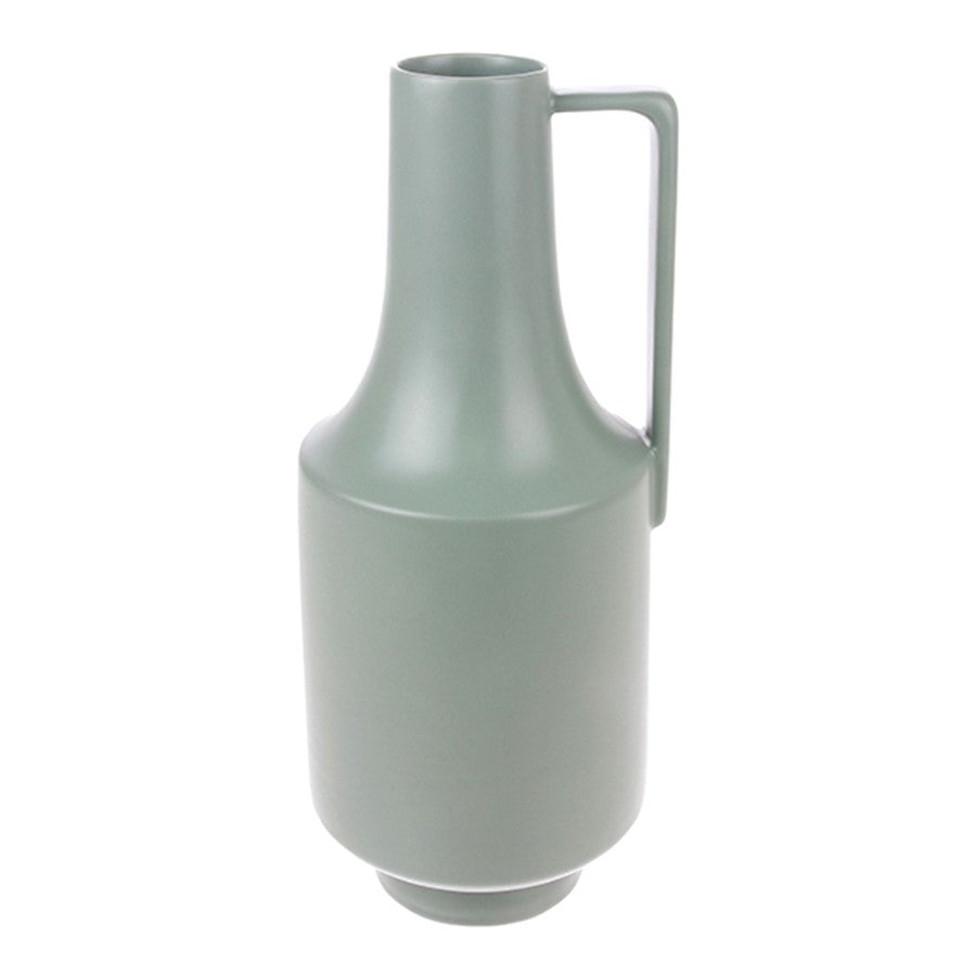 green ceramic vase with one handle