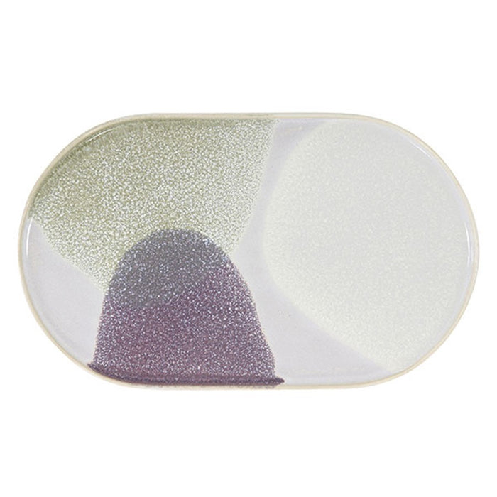 oval shaped ceramic dinner plate in pastel colors