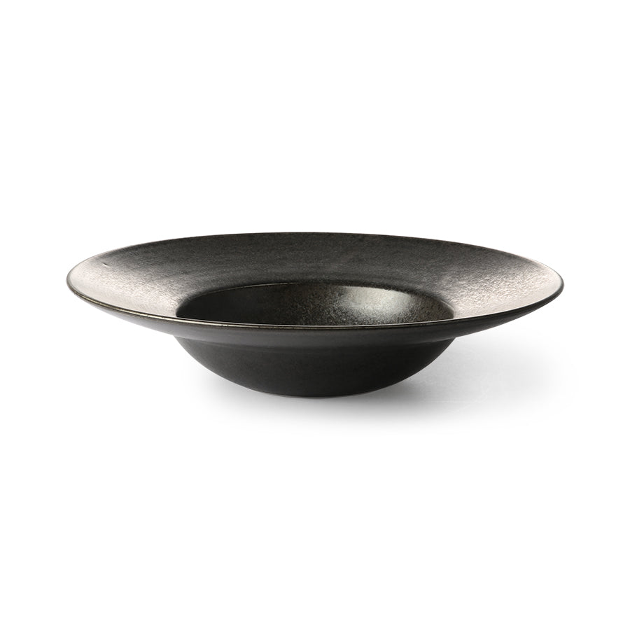 black rustic deep pasta dish by Hk living USA