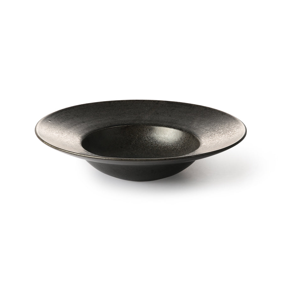 black rustic deep pasta dish by Hk living USA