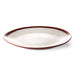 organic shaped ceramic dinner plate in white and brown tones