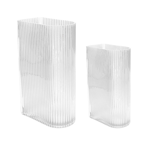 Clear Ribbed Plastic Glass