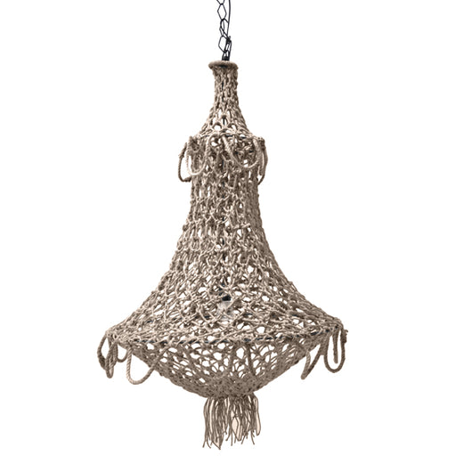 hand knotted chandelier with natural rope and chain