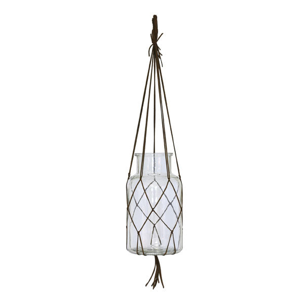 glas vase with rope