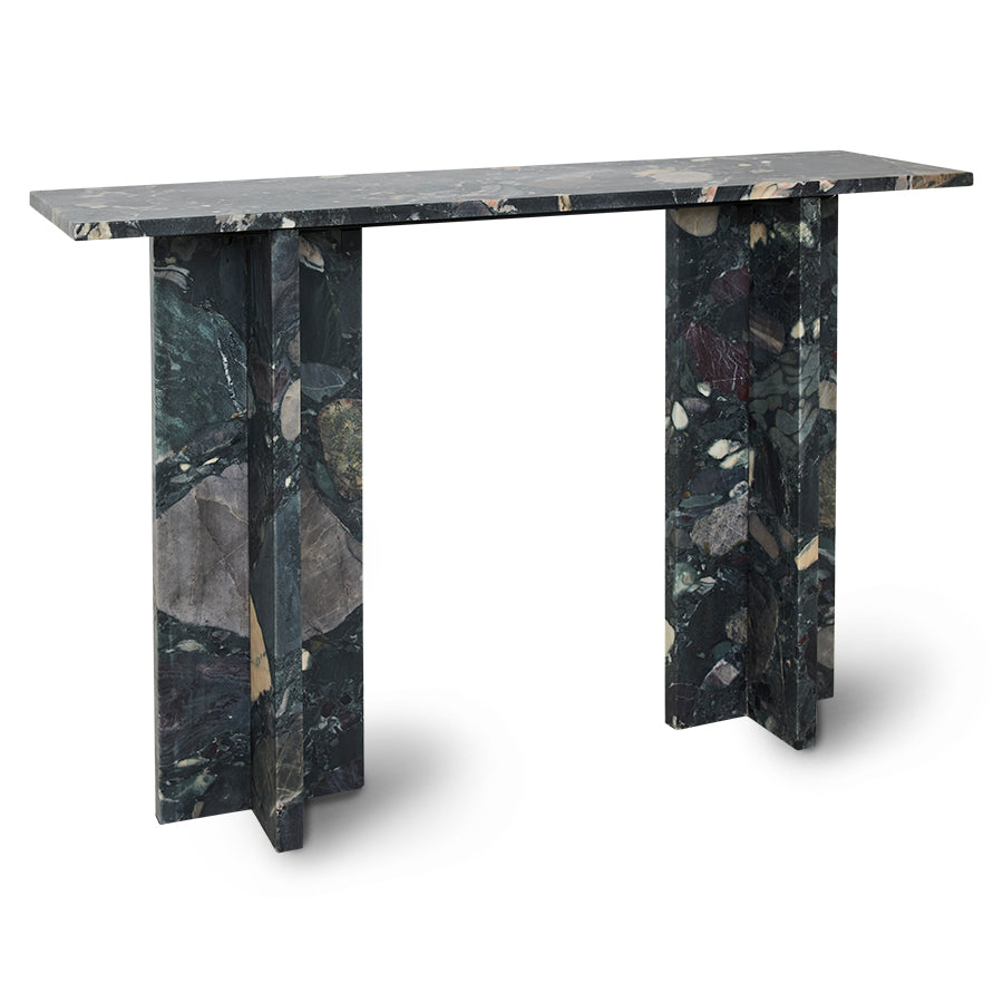 dark toned natural marble console table