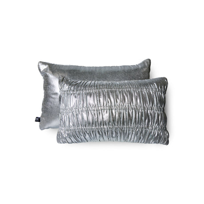 silver colored wrinkled accent pillow