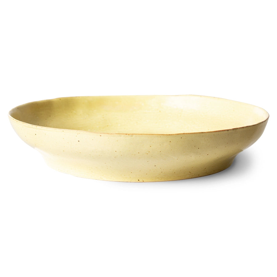  deep porcelain plate yellow and brown color