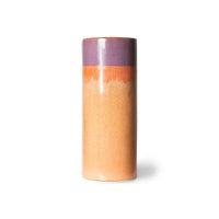 lavender, orange and peach retro style stoneware tall flower vase