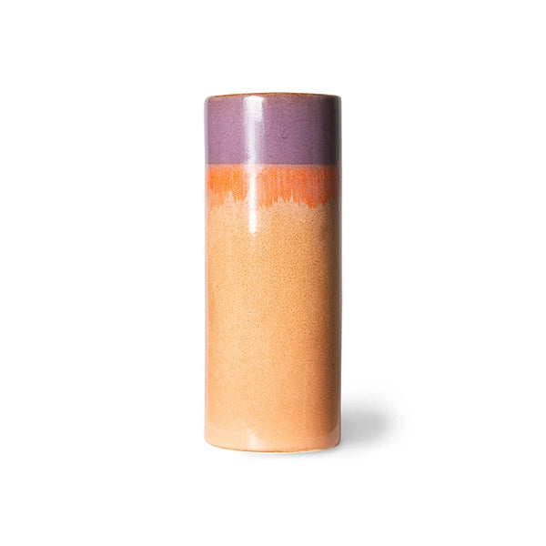 lavender, orange and peach retro style stoneware tall flower vase