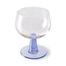 retro style wine glass with a blue colored low stem