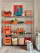 stoneware accent table chrome electroplating in pantry with orange crates