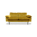 retro style 2 seater small sofa with ochre yellow velvet fabric and detachable cushions