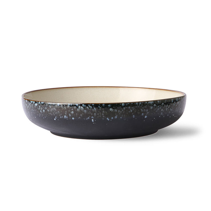 large ceramic handmade bowl in black with white speckles