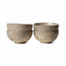4 stoneware bowls in taupe color with dark speckles