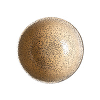 stoneware bowl in peach color with dark speckles