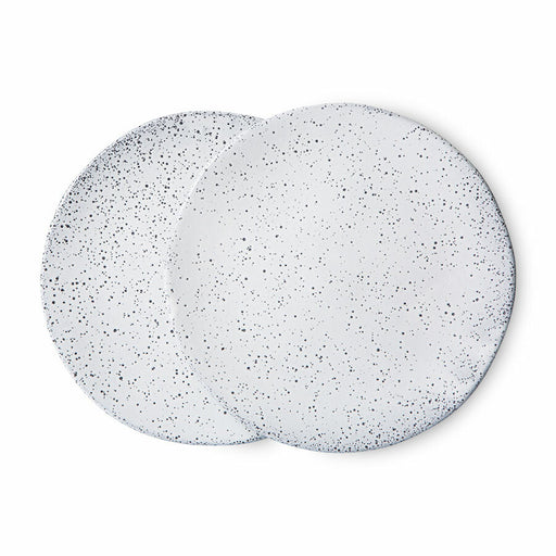 white side plates with dark speckles