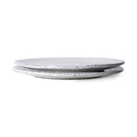 white side plates with dark speckles