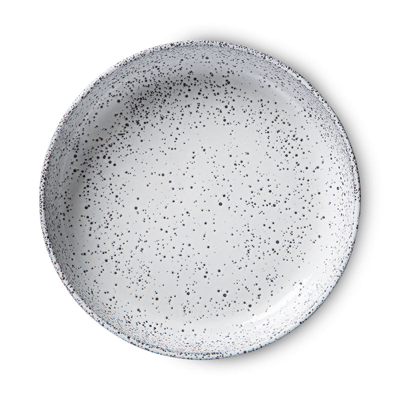 round stoneware speckled deep plate 