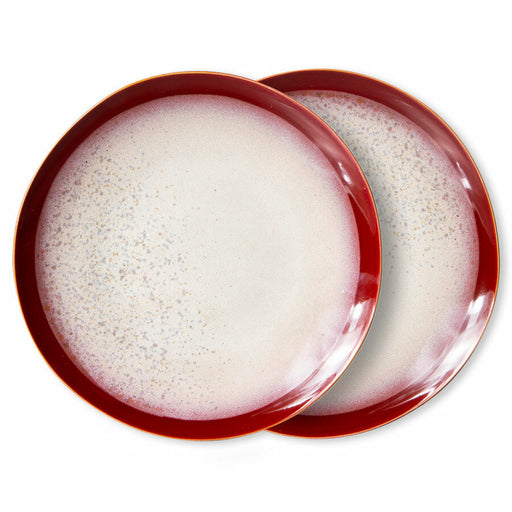 stoneware round dinner plate cherry and cream