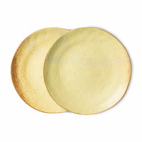 organic shaped side plates in yellow with brown accents