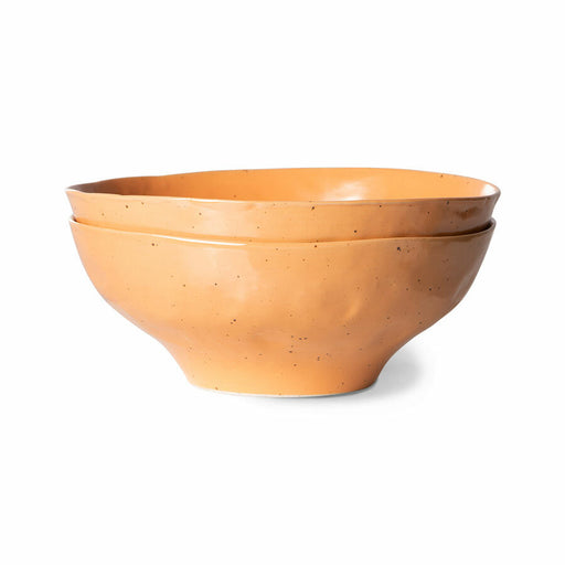 two porcelain organic shaped orange bowls